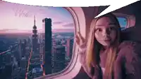 a pixelated image of a woman looking out of a window with woke written on the bottom
