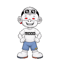 a cartoon character is wearing a white shirt that says mood
