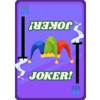 the back of a joker playing card with a jester hat on it