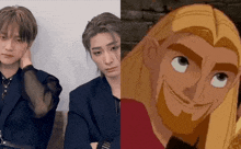 a cartoon character with long hair and a beard