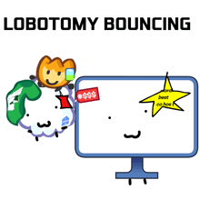 a computer screen with a yellow star and the words " lobotomy bouncing " below it