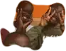 two children are making a peace sign with their hands over their eyes .
