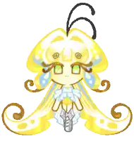 a pixel art of a girl with yellow hair