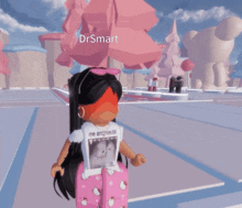 a girl with a pink hello kitty backpack is asking for help
