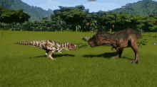 ceratosaurus tyrannosaurus brawl fighting jurassic world evolution