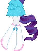 a cartoon drawing of a pony wearing a blue skirt and white boots