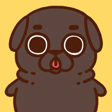 a cartoon drawing of a pug with its tongue sticking out