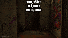a cartoon explosion with the words tere tsatt olá chat hello chat