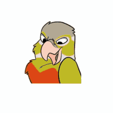 a cartoon drawing of a parrot with an angry look on his face