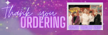 a thank you ordering banner with a picture of a group of people