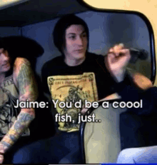 Pierce Veil Interview With Bryan Stars, Jaime Imitating What Bryan Would Do If He Was A Fish. GIF - Pierce The Veil Bryan Stars Interview GIFs