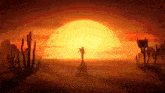 a man in a cowboy hat stands in front of a large sun