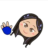 a cartoon drawing of a girl with braids waving