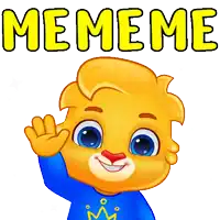 a cartoon character with a blue shirt that says m on it