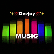 deejay music is displayed on a colorful background