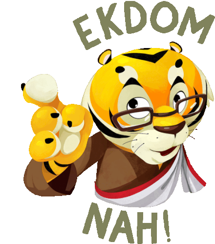 Disapproving Tiger Says Ekdom Nah In Bengali Sticker - The Bengal Tiger Pointing Looking Up Stickers