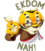 Disapproving Tiger Says Ekdom Nah In Bengali Sticker - The Bengal Tiger Pointing Looking Up Stickers