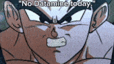 a cartoon of a man with the words " no datamine today " on the bottom