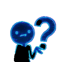a cartoon character is holding a question mark and has a sad face