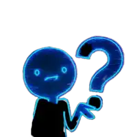 a cartoon character is holding a question mark and has a sad face