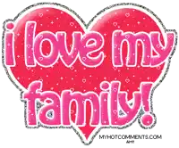 a heart with the words " i love my family " written on it