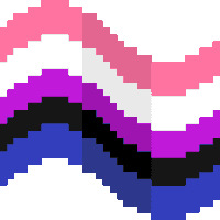 a pixel art of a pink , purple , white , and blue flag .