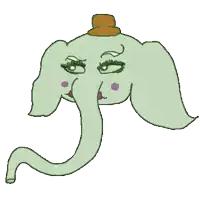 a cartoon drawing of an elephant with a hat on its head