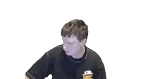 a man wearing a black shirt with a leopard on the back