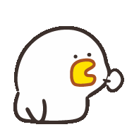 a cartoon duck with a yellow beak is sitting down and waving .