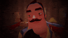 a cartoon character with a mustache is looking at something