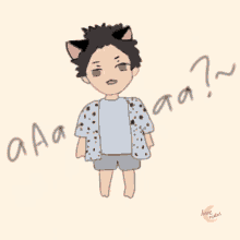 a drawing of a boy with cat ears and the words aaa written on the bottom