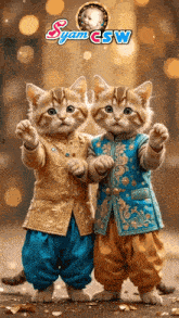 two cats standing next to each other with the word syam csw on the bottom