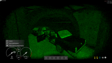 a screenshot of a video game with a car parked in the dark
