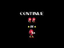 a sonic the hedgehog video game with knuckles and the words continue on the bottom