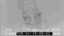 a black and white image of a drawing of a person with the words property of udfa