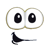 a cartoon face with big eyes and a mouth