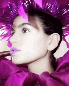 girl purple lipstick