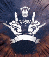 a royal logo with two hands and a crown on it