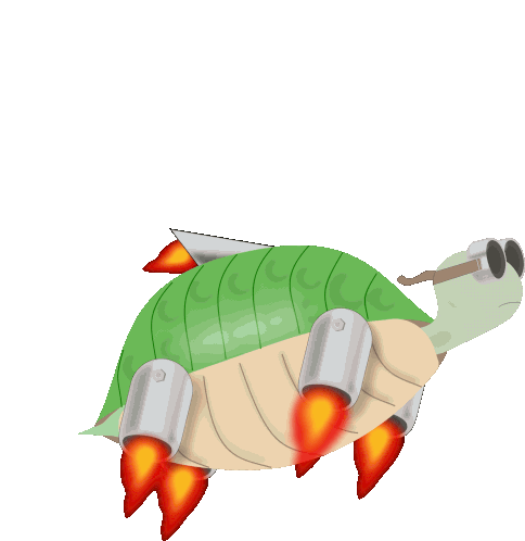 Turtle Flying Sticker - Turtle Flying Rocket Stickers