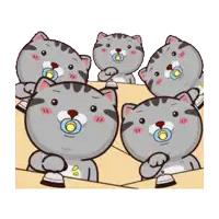 a group of cartoon cats are sitting around a table