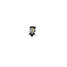 a pixel art of a black and white cartoon character holding a red rose .
