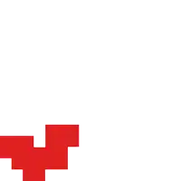 a pixel art red heart on a white background .