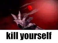 a poster that says kill yourself with a hand in armor
