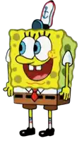a cartoon of spongebob wearing a hat that has an anchor on it