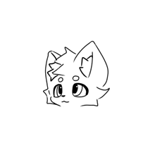 a black and white drawing of a cat 's head with a smile on its face .