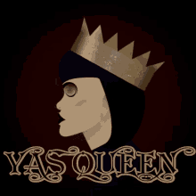 a drawing of a woman with a crown and the word vas queen below her
