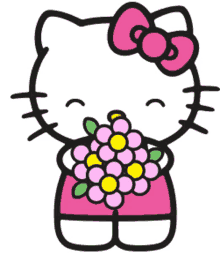 hello kitty flowers smiling happy