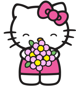 Hello Kitty Flowers Sticker - Hello Kitty Flowers Smiling Stickers