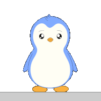 a penguin with a star on its head is standing on a cracked wall