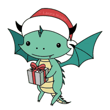 cute kawaii dragon christmas xmas